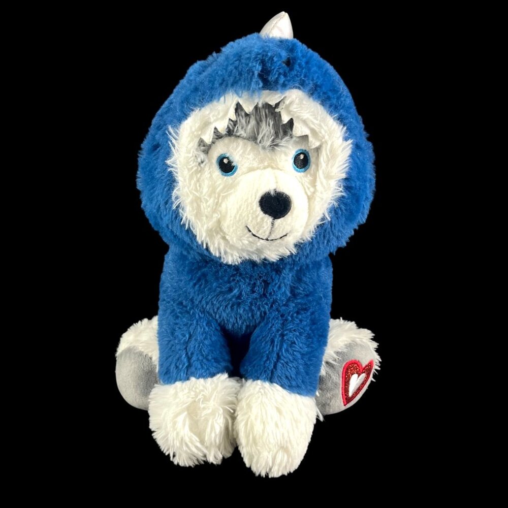 Husky-Inspired Plush Toy With Heart Embroidery & Silver Horn  12" Tall